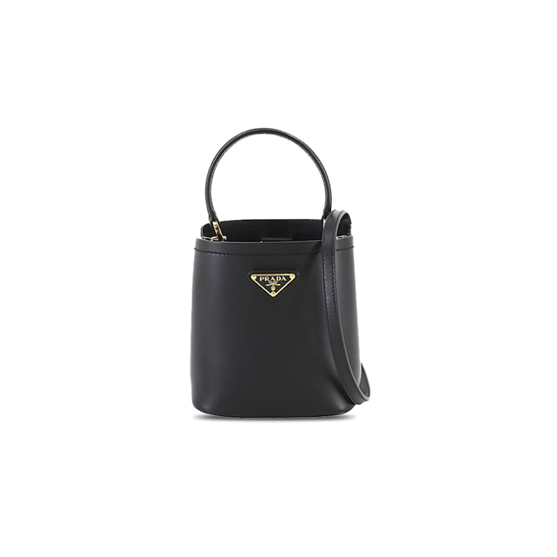 PRADA BLACK SMALL SAFFIANO LEATHER PANIER BAG 1BA373 (16*15*9.5cm)